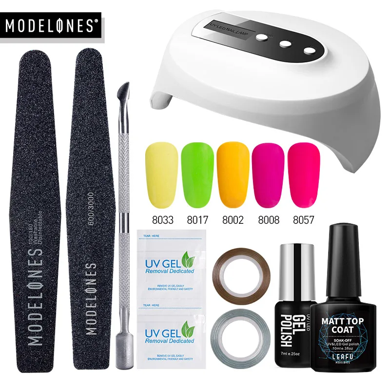 

Modelones 12Pcs/Lot Matte Effect UV Gel Nail Polish Nail Art 36W Led Lamp Cure Machine Tools Manicure Set Soak Off Led Gel Set