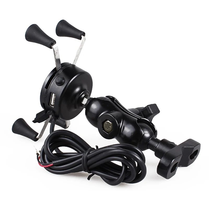 

Motorcycle Phone Charger Adapter Holder with 5V USB Motorbike Handlebar Base Mount Bracket OD889