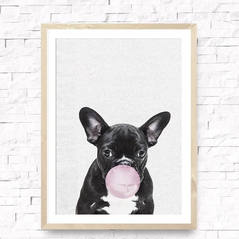 Далматинская собака художественная живопись пузырь фотографии животных на стену, Французский бульдог фотография постер Холст Искусство принты детский Декор