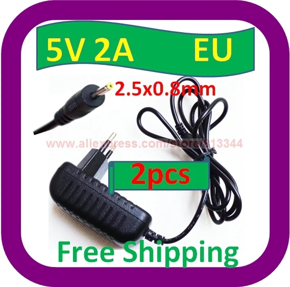

2 pcs Free Shipping 5V Universal 2.5mm EU Plug Power Adapter 5V 2A for Android Tablet Charger