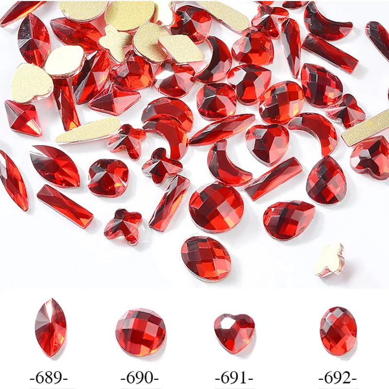 

10 Pcs Red Nail Art Rhinestones Flatback Crystal Butterfly Moon Oval Heart Designs Shiny Gems Jewelry 3d DIY Charm Decorations