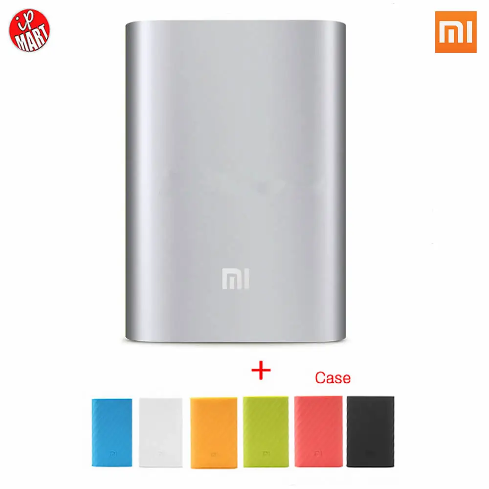 Original Xiaomi Mi Power Bank 10000 mAh li-ion Polymer USB Power Bank Slim Powerbank Charger and Silicone Case For iphone6s