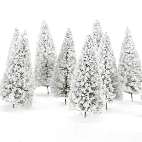 10pc Cedar Trees Winter White Snow Model Railroad Layout Scenery Landscape 4Inch