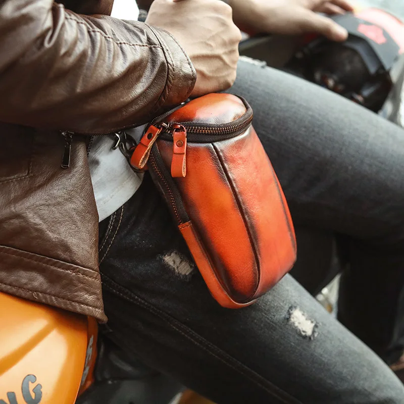 Модная мужская кожаная многофункциональная сумка через плечо Mochila, дизайнерская сумка для сигарет, сумка для путешествий, поясная сумка с крючком, поясная сумка 611-25-d - Цвет: light brown 2