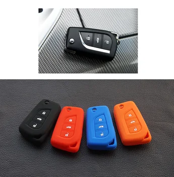 

Silicone key fob cover case for Toyota Hilux Corolla avensis Prado Fortuner RAV4 folding flip 3 button Remote Protect skin set