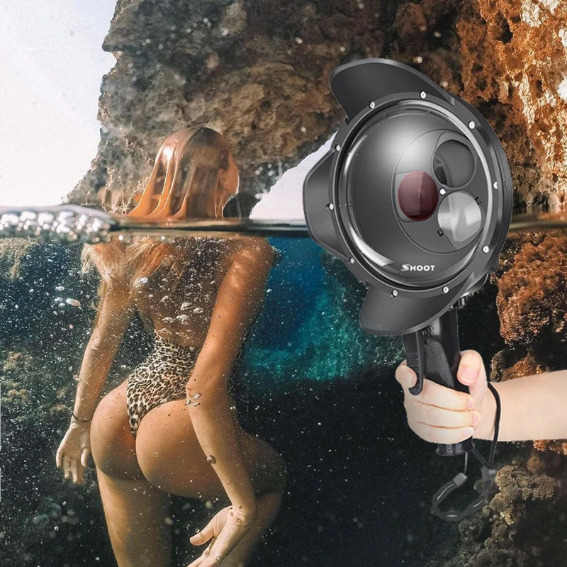 Gopro Hero5/6 plus/7 маска для подводного плавания Водонепроницаемый корпус купола переключаемый Фильтр Крышка триггер Дайвинг “рыбий глаз” с Камера крышка шарика аксессуары