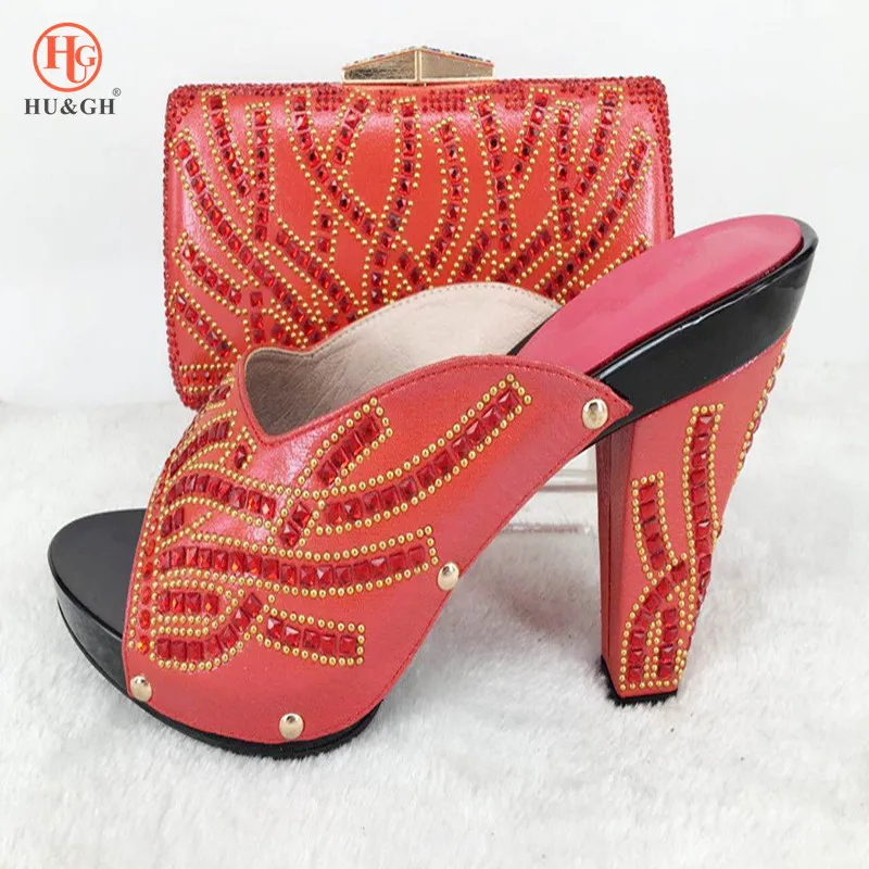 Latest Fuhsia African Shoes and Matching Bags Italian Bag and Shoes Set Italy Nigerian Shoes and Matching Bags Set with Stones
