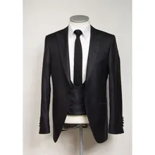 Последние конструкции пальто брюки темно-синие мужские костюмы для свадебного ужина Slim Fit жениха смокинги 3 шт. костюм жениха(куртка+ брюки+ жилет