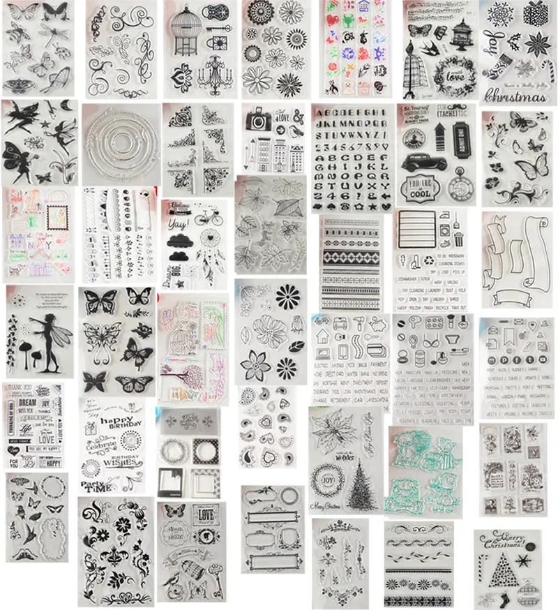 Big sale transparent Clear Stamp bundle 40 Different stamp for Scrapbooking Transparent Silicone Rubber DIY Photo Album Decor | Канцтовары