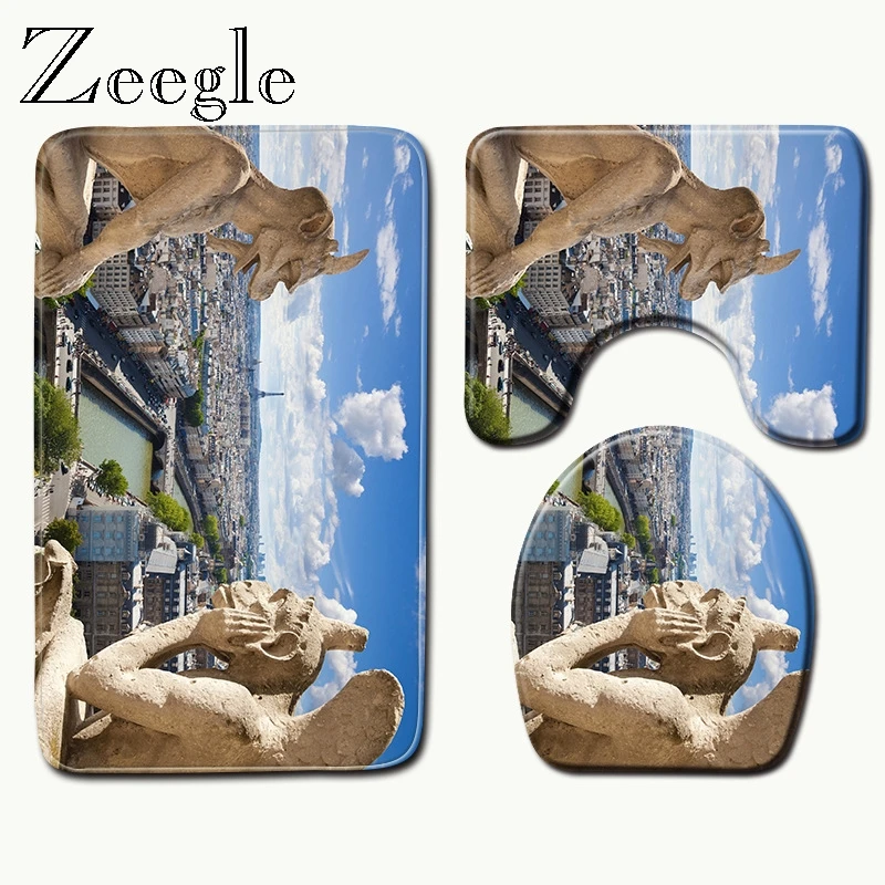Zeegle Нотр дама Парижа коврик с принтом нескользящий для ванной комнаты из