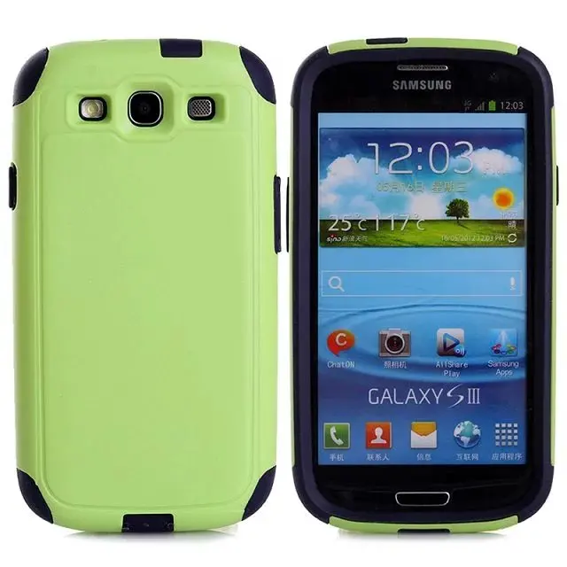 Green DHL 2 в 1 Гибридный ПК+ ТПУ чехол для Samsung Galaxy S3 i9300, пластиковый чехол для Galaxy SIII i9300 100 шт/партия - Цвет: Green