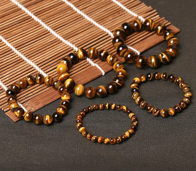 اساور حجر عين النمر الطبيعي 5A  ، اكسسوارات خرز ،