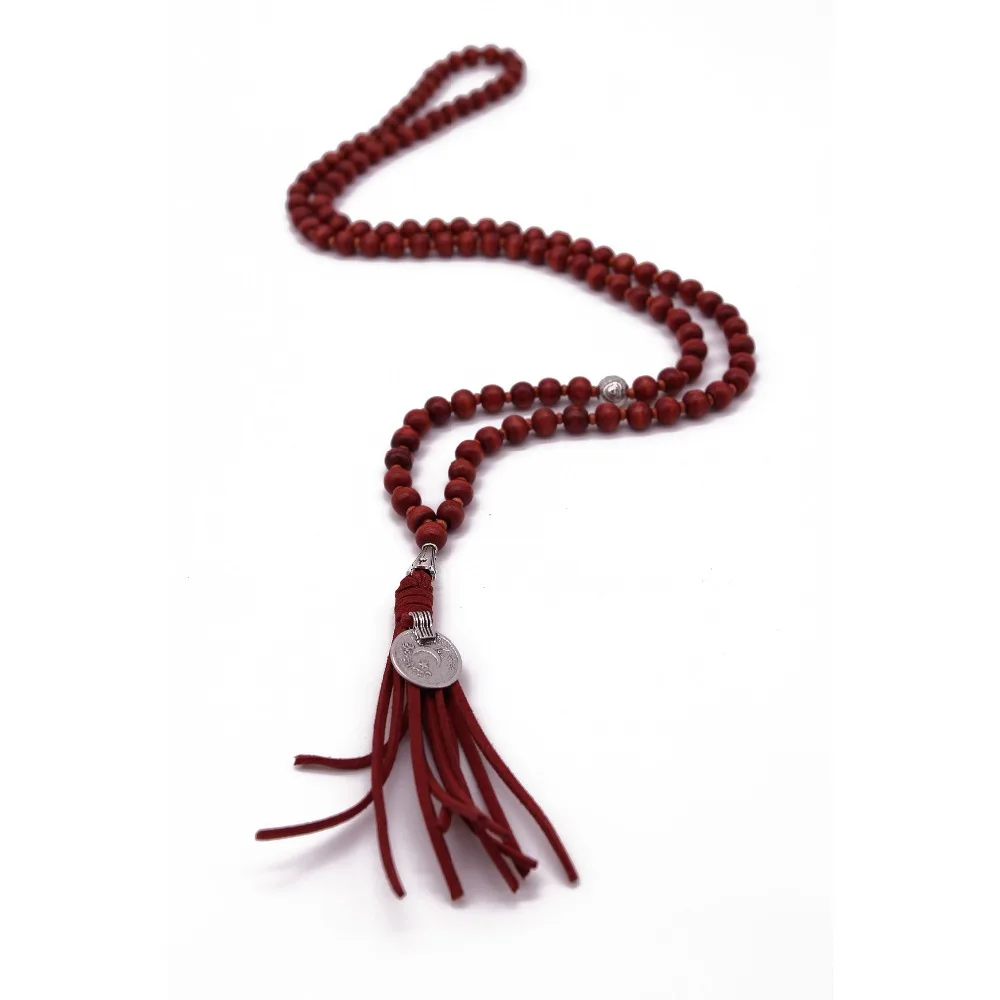 Богемное длинное ожерелье с кисточками цвета хаки, деревянные бусины, Женская Ретро Подвеска для ожерелья, модное ювелирное изделие, рождественский подарок