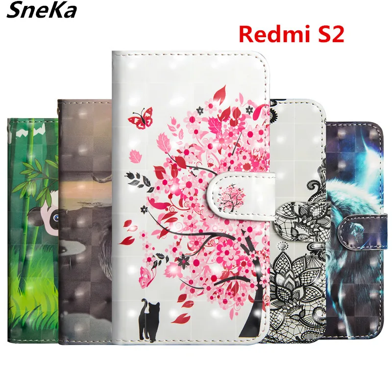 

For Xiaomi Redmi S2 Case Cover 3D vision Cute Painted Luxury Wallet Flip Leather Phone Case For Fundas Xiaomi Redmi S2 Y2 Case