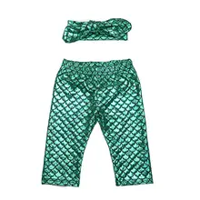 Леггинсы для детей русалка, леггинсы русалочка, капри для девочки, одежда для девочек, детские бриджи, штаны спандекс, комплект одежды, повязка