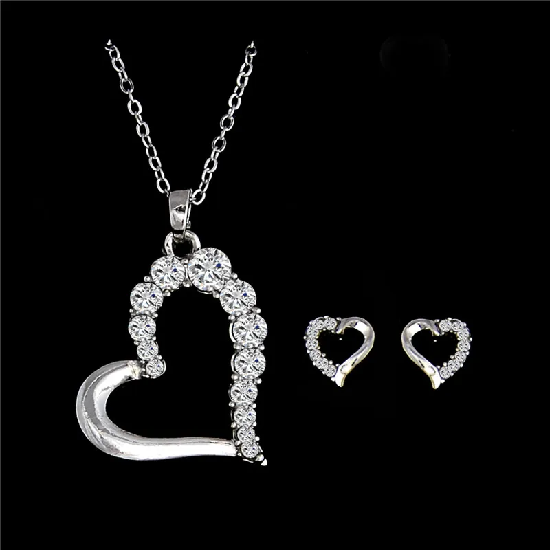 Qcooljly New Ing 1set Silver Color Fabulous Australia Rhinestone Qcooljly New Ing 1set Silver Color Fabulous Australia Rhinestone Vintage Earrings Pendant Necklace For Women Lady Whole In Jewelry Sets From