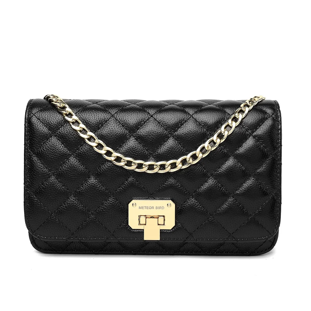 

Women Genuine Sheepskin Shoulder Bag Luxury Crossbody Bag Fashion Handbags Diamond Lattice Chains Bag Large Purse sac main femme