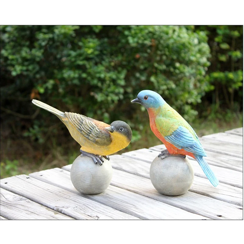 

2 PC Pastoral Outdoor courtyard Bird figurines resin Animal love Leiothrix fairy garden miniatures home decoration accessories
