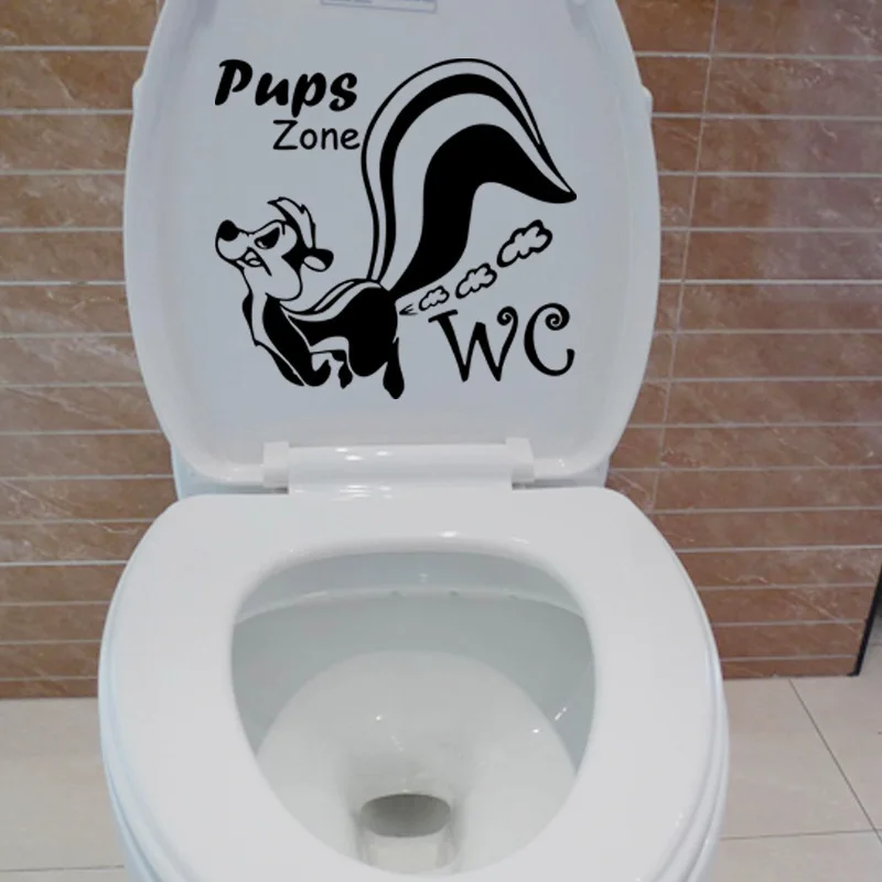 

Cute Squirrel Toilet Stickers Animal Bathroom Stickers Home Decoration Wall Decals For WC Door Sticker Decorative Art Mural