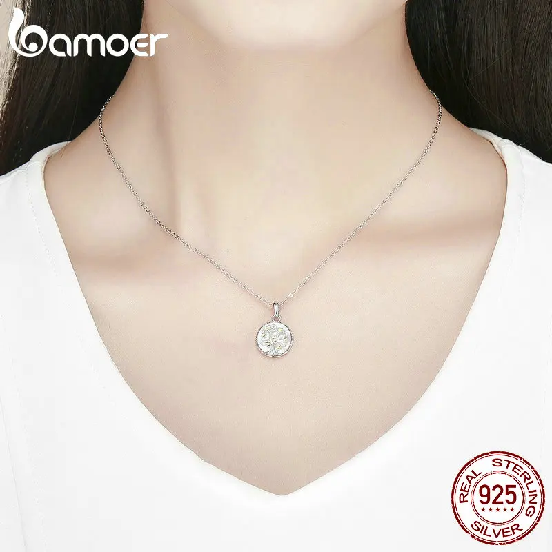 BAMOER Real 925 Sterling Silver Tree of Life Pendant Necklaces Women Gold Heart Tree Necklace Sterling Silver Jewelry SCN296 - Image 5