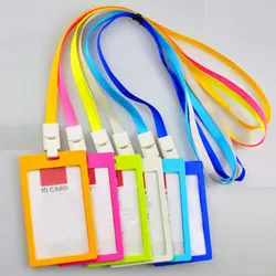 Бесплатная доставка, стильные 10 шт./лот/, цветные пластиковые визитные карточки с вертикальными держателями и ремешком для шеи