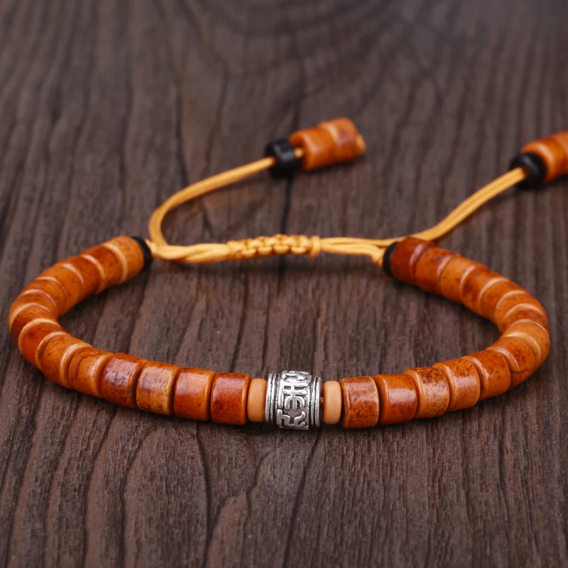 KEJIALAI Six Word Mantra Character Yak bone Bracelet Strand Designer