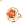 CSJA – bague de Cocktail en pierre naturelle, anneau rouge pour femmes, couleur or, réglage de broche réglable, Vintage, Onyx Punk, bijoux cadeau F314 ► Photo 2/6