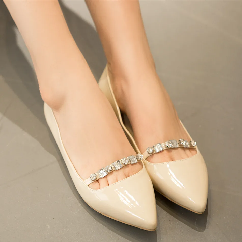 

Ladies fashion ballet flats shoes women 2016 sapato feminino designer pointed toe black red silver apricot shoes big size A88-1