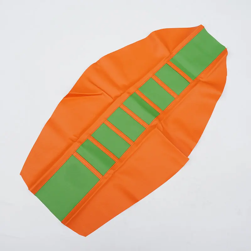 Ребристый резиновый захват мягкий чехол для сиденья для YAMAHA Honda Suzuki Ducati KTM SX SXF XC XCF Dirt Bike внедорожные подушки кожаный чехол - Цвет: Orange green