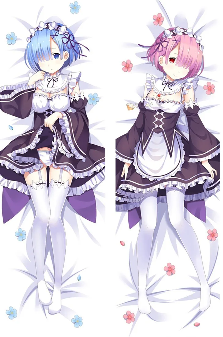 Японское аниме Re: Zero Hajimeru Isekai Seikatsu Rem& Ram обнимает тело Подушка «Dakimakura» чехол 66051