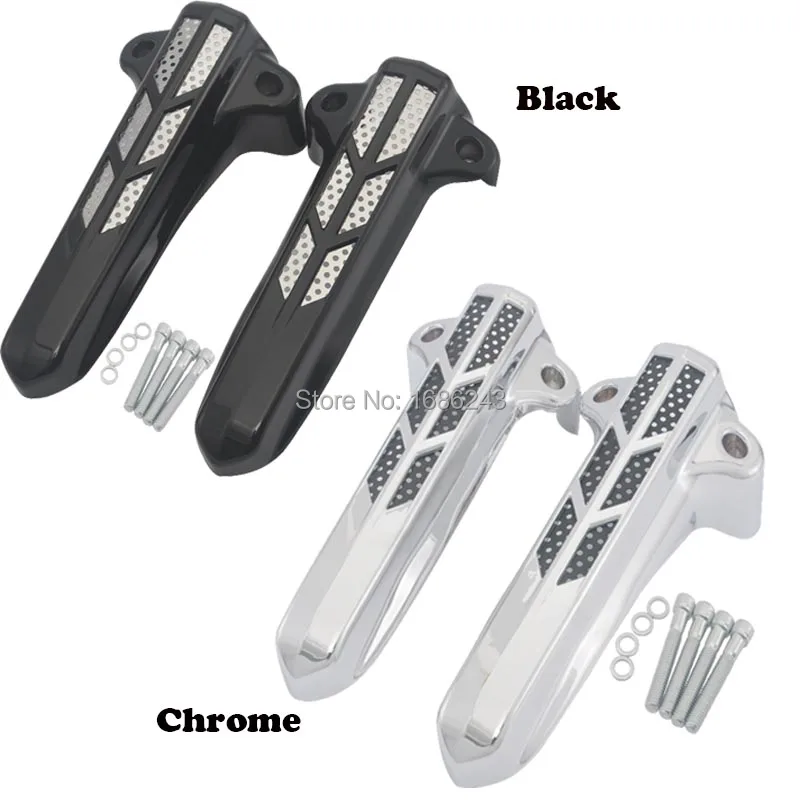 Pair Chrome Black Front Fork Lower Leg Covers Slider Without LED Fits