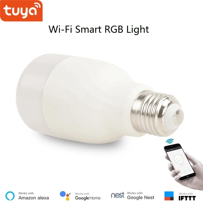

Tuya Wireless Smart 6W RGB light,E27 W+C wifi light dimmable Bulb,support Google Home Amazn EHCO Alexa voice control & IFTTT