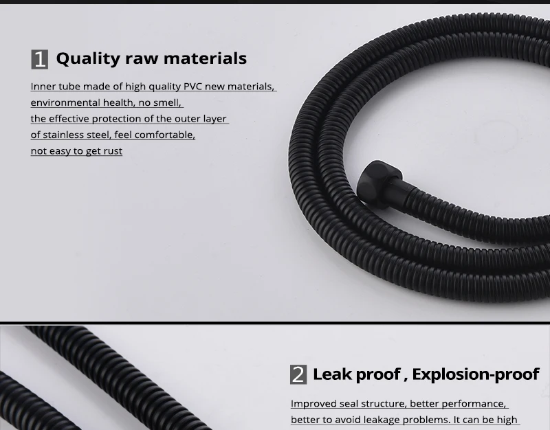 DCAN Plumbing Hoses Stainless Steel Black Shower Hose 1.5m Plumbing Hose Bath Products Bathroom Accessories Shower TubingHoses (10)