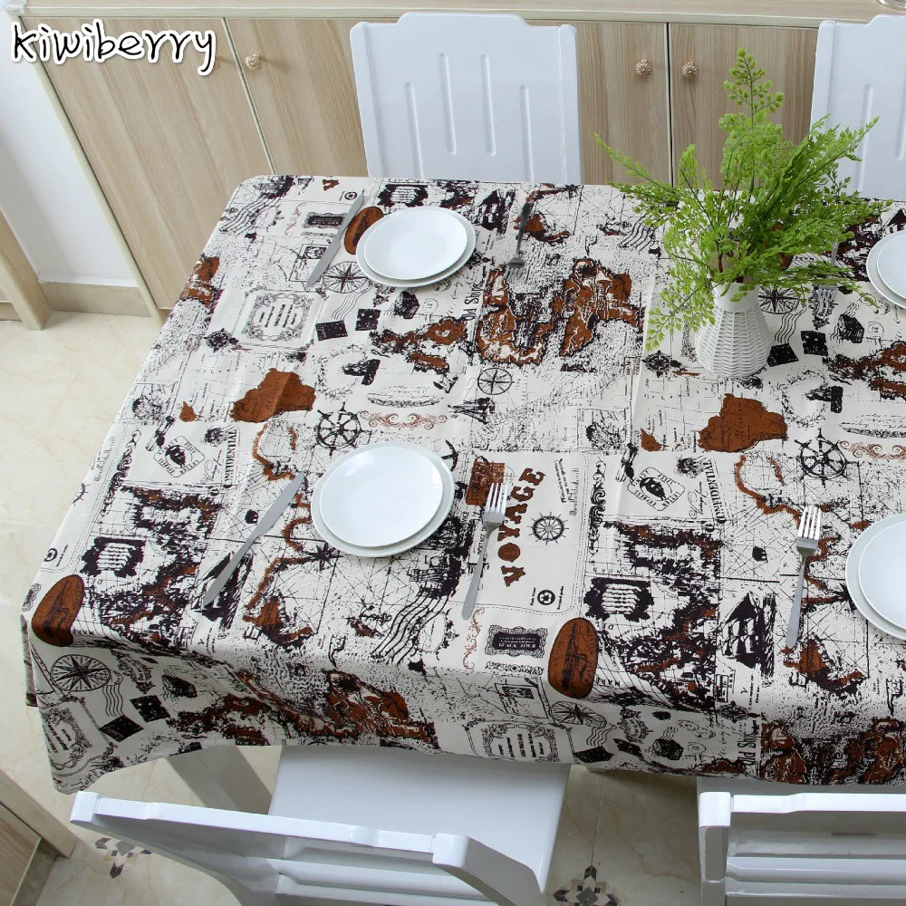 

Rectangle Map Print Decorative Tablecloth Nappe Tissus Rectangulaire Dining Table Cover For Kitchen Mexico Party Decorations