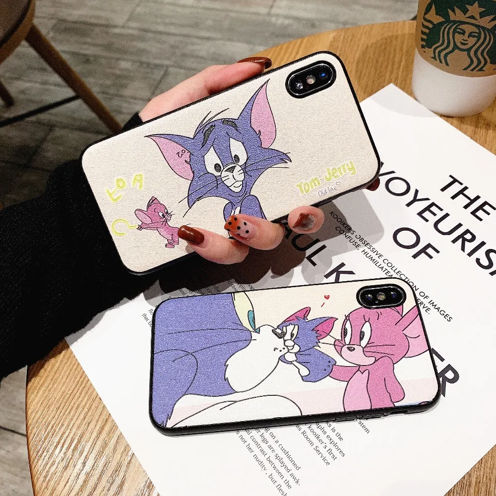 Funny Cute Cartoon Tom Jerry Character Phone Case For iPhone 6 6s 7 8 Plus Silk Silicone TPU Covers X XR XS Max Cases |