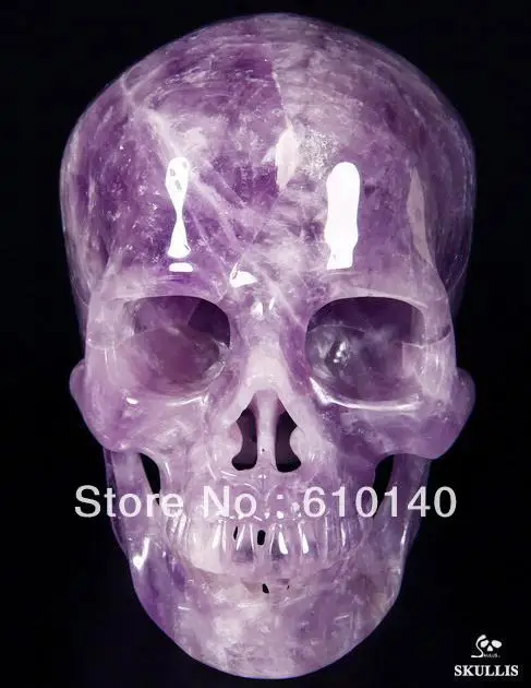 

UNUSUAL HUE, Giant AMETHYST Carved Crystal Skull, Super Realistic