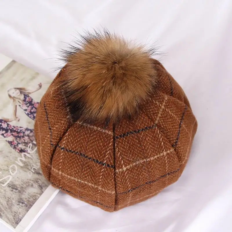 GBCNYIER новая стильная восьмиугольная шапка Хлопковая универсальная Женская шляпка в клетку осенне-зимние береты для отдыха - Цвет: Хаки