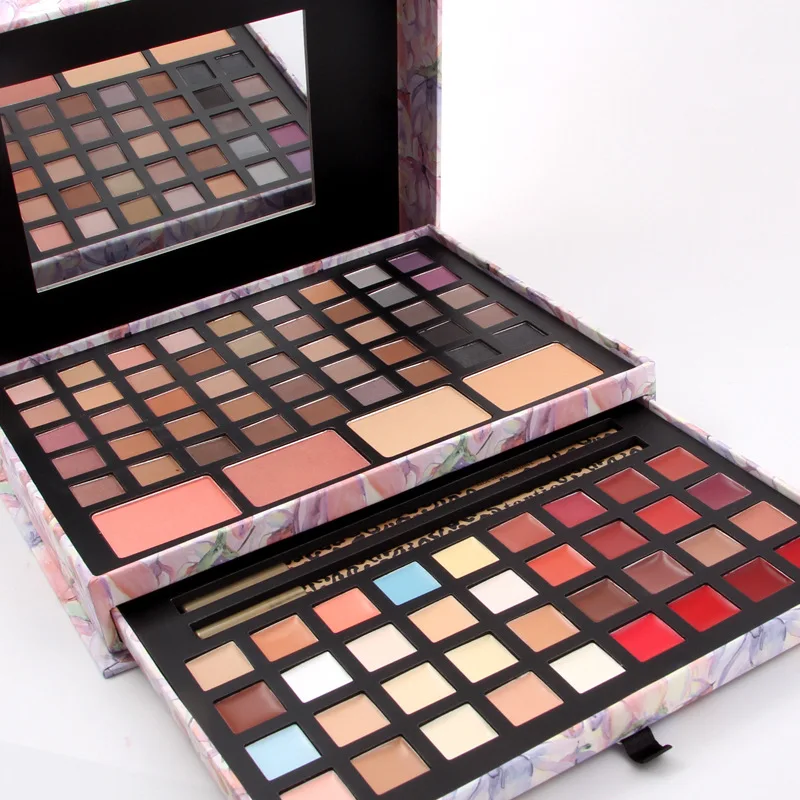 

2017 New Women 45 Colors Eyeshadow Makeup Matte Shining Palette Makeup Artist Dedicated Shrink Pink Flower Pattern Hand Box