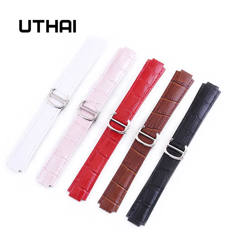 UTHAI P05 14 9 мм 18 11 20 12 Ремешки для наручных часов из натуральной кожи ремешок Cartier Blue