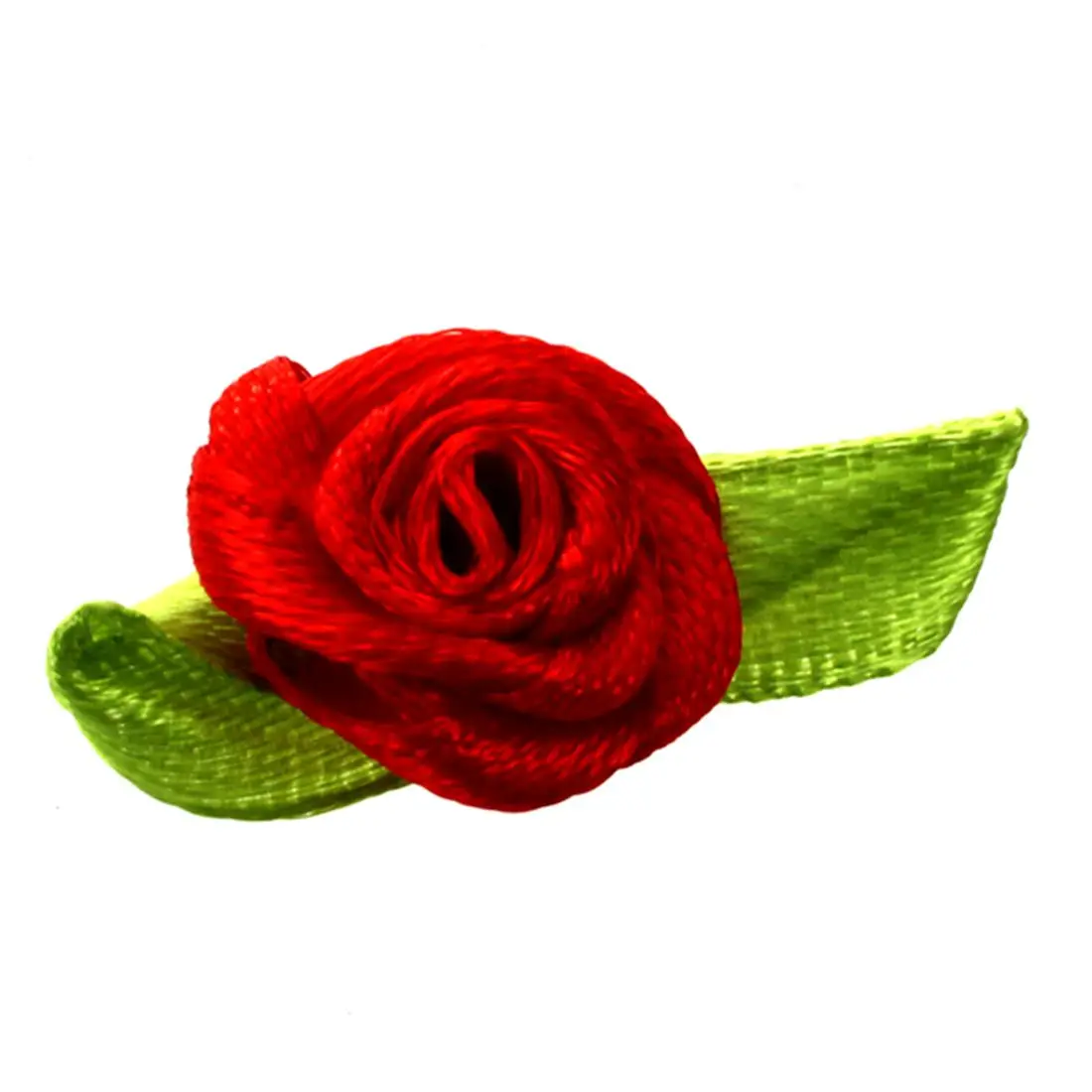 

ALIM 100pcs Mini Satin Ribbon Rose Flower Leaf Wedding Decor Appliques Sewing DIY Main Color:Mix Color