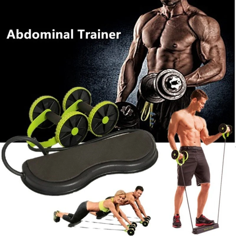 AB wheel roller stretching elastic abdominal fitness pull rope tool AB roller abdominal muscle fitness trainer movement-4