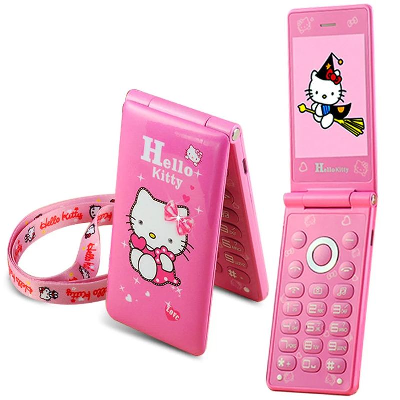 women girls wife beautiful flip mobile phone cartoon kitty