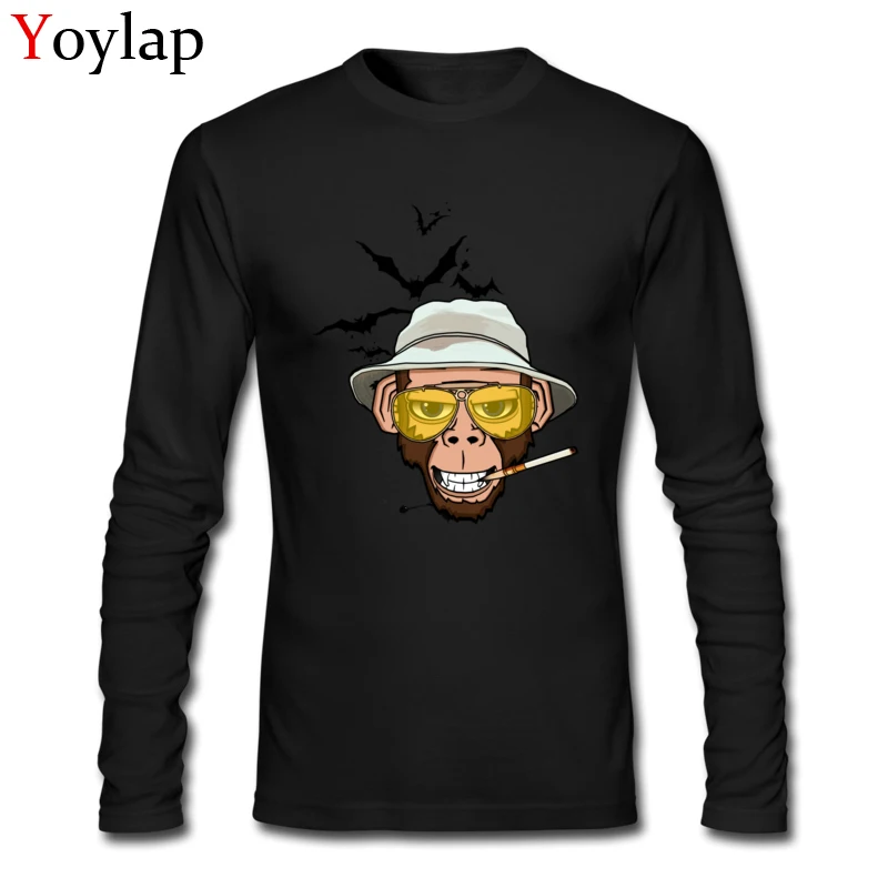 Printed On Tops Tees for Male Prevailing Summer Crewneck Pure Cotton Long Sleeve T Shirt Monkey Business in Las Vegas Personalized Tee Shirt Monkey Business in Las Vegas black