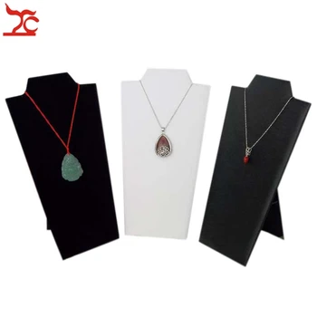 

Wholesale 10Pcs Foldable Necklace Rack Wooden Necklace Display Stand White Black Pendant Storage Showcase Easel 12*22.5CM
