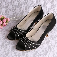 Wedopus Челнока Голубого Атласа Свадебные Туфли Дамы На Высоких Каблуках Peep Toe С Кристалл