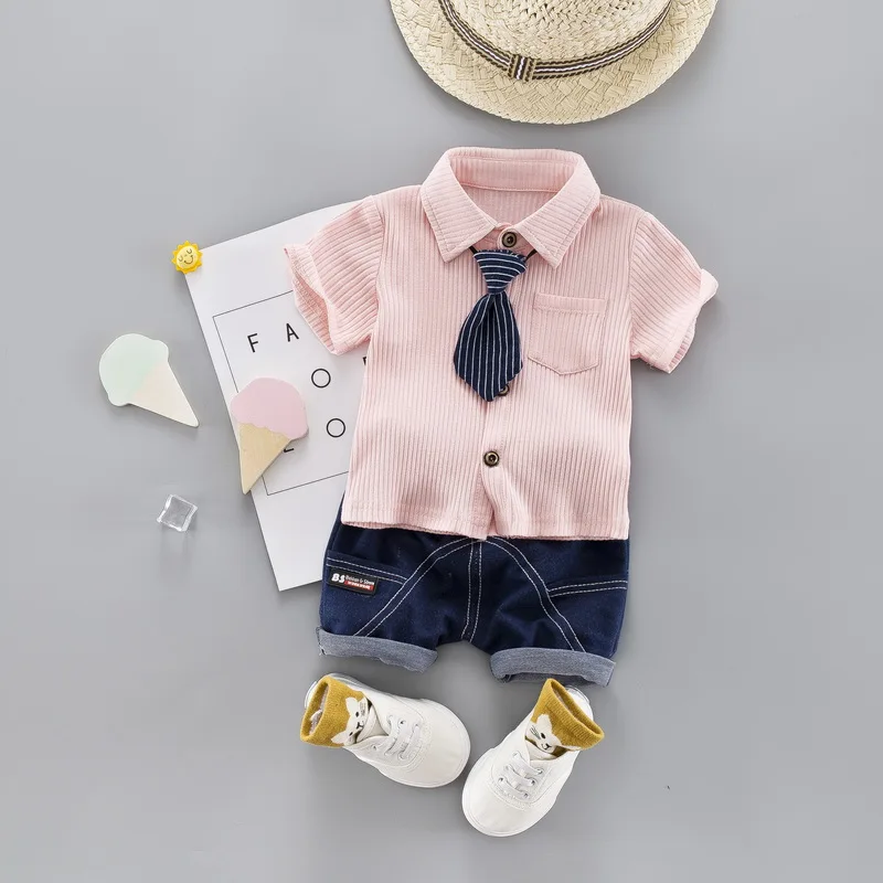

Baby Boy Clothing Set Boys Tie Gentleman Suits Newborn Baby Boy Clothes Set Striped Summer Children Clothing 1-4 Years