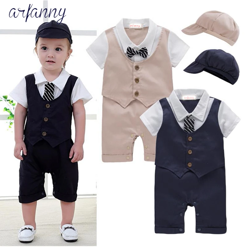 ARFANNY Summer New Baby Boys Clothing 0 12 months Boy Bentleman tie