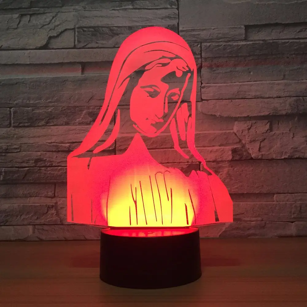 Новая 3d лампа Дева Мария 7 цветов Светодиодные ночные лампы для детей сенсорный