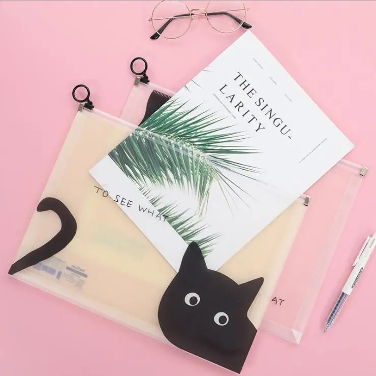 

1 Piece Creative Cartoon Cat A4 File Folder Papers Bag Desk Document Organizer Case School Students Storage Stationery