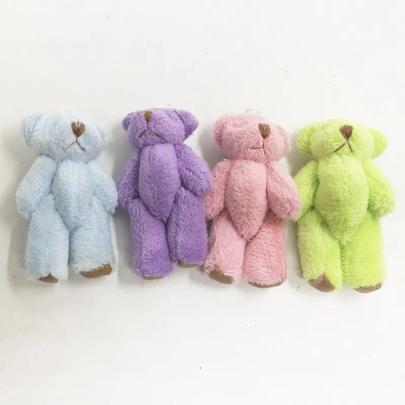 

60pcs mini Joint Teddy Bear with leather foot Plush Stuffed Wedding BOX toy doll Garment & Hair Accessories decor doll 6cm 2.4"